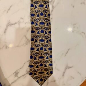 Vintage Gianfranco Ferre 100% Silk Tie - Made in Italy - Baroque Gold & Navy
